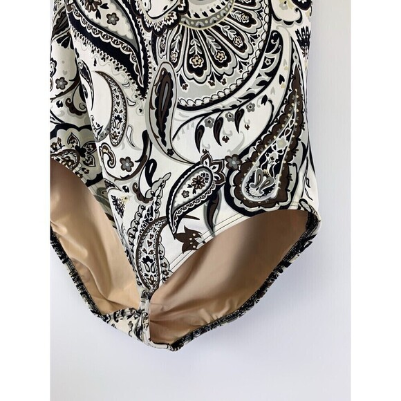 Lands End Halter One Piece Swimsuit Brown Paisley New Without Tags Womens 16 - Picture 5 of 13